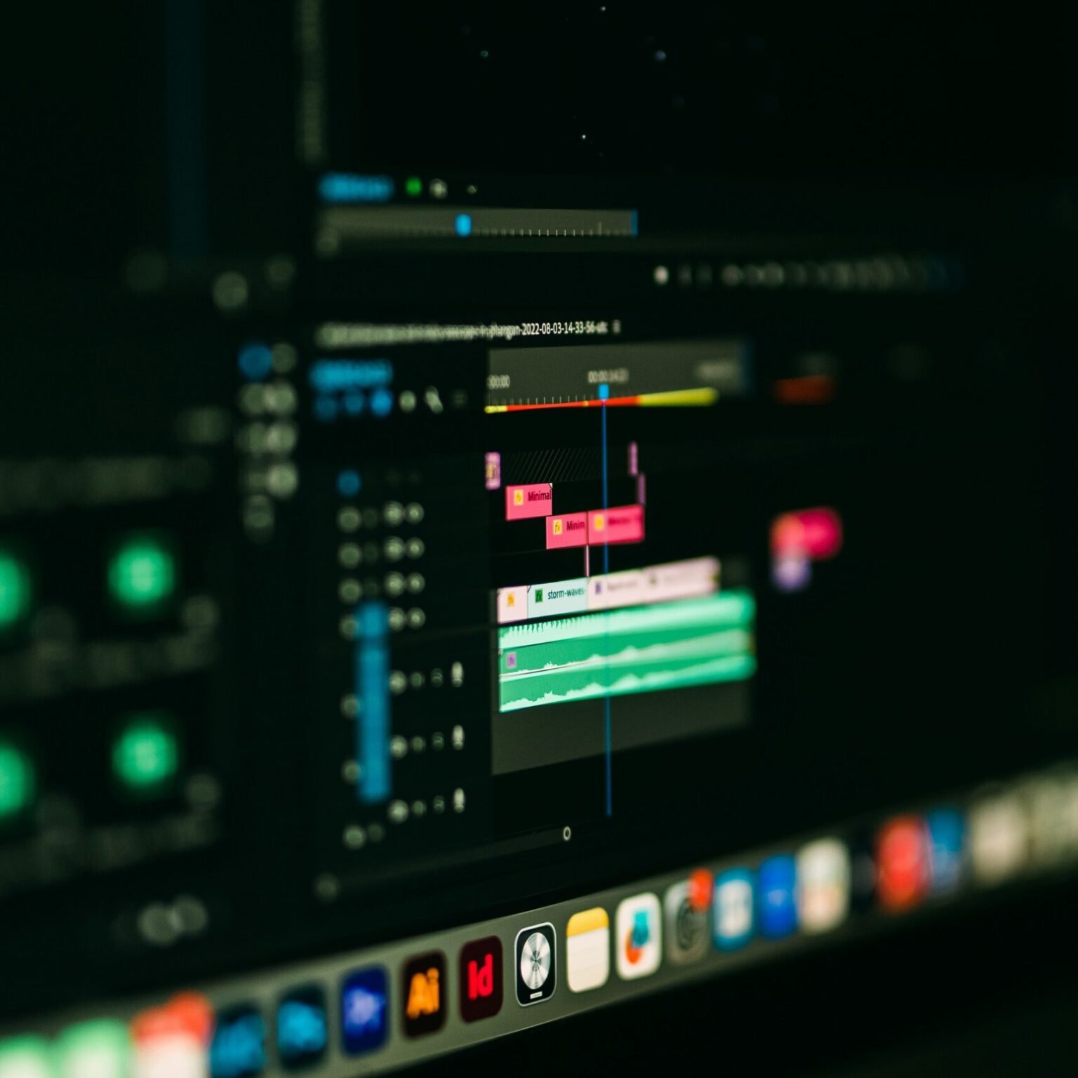 Video editing software timeline showcasing multimedia workflows aligned with RevampX visual content services.